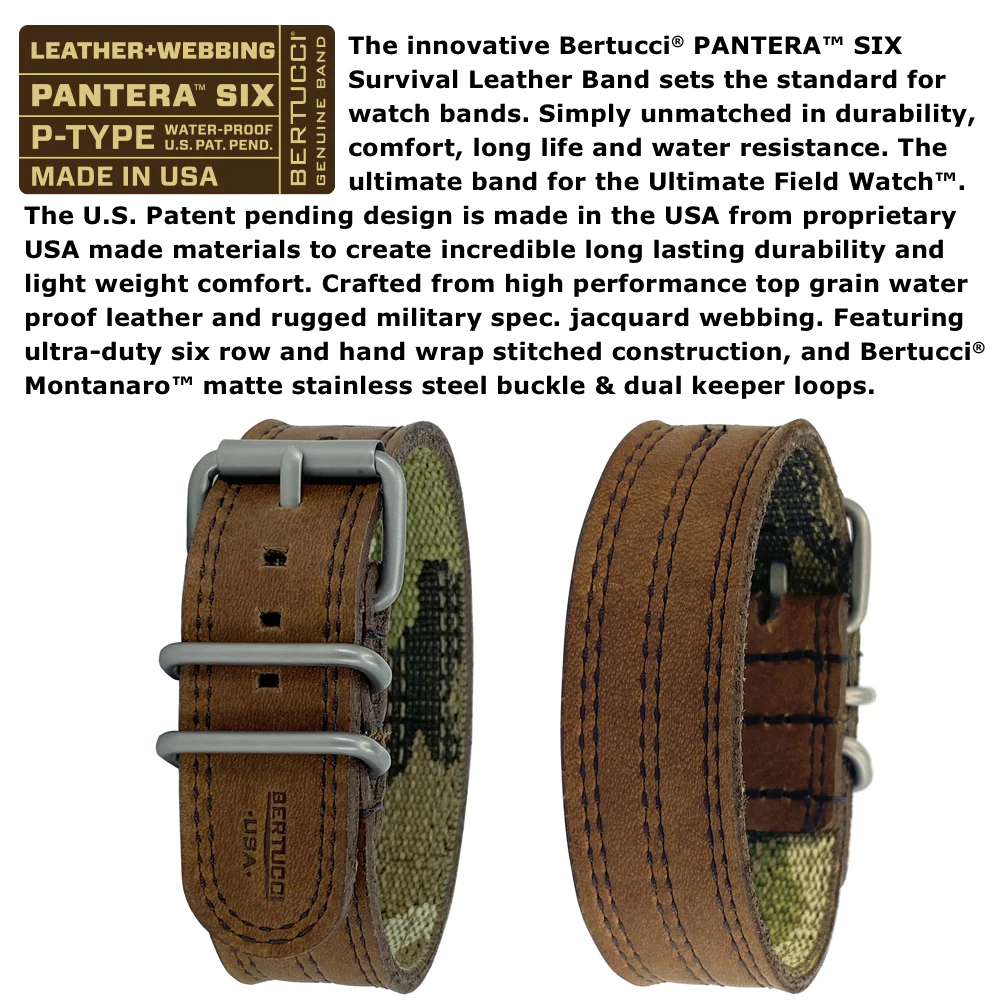 #11508 A-2S Pantera™ Six - Black dial, Flint Brown w/ Dk. Brown Stitch Band - Image 6