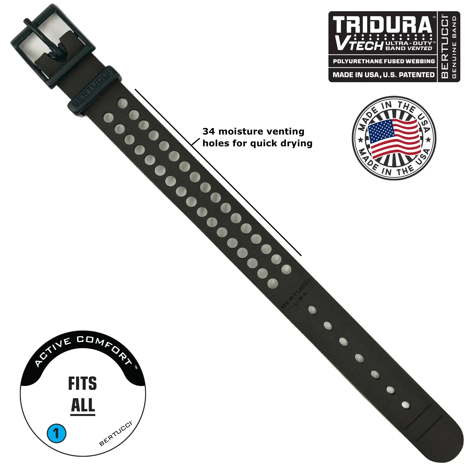 #11516 A-2S Military Ultra-Duty™, Black dial w/ #31V Black Vtech Tridura™ band + #300 Black Pro-Guard - Image 5