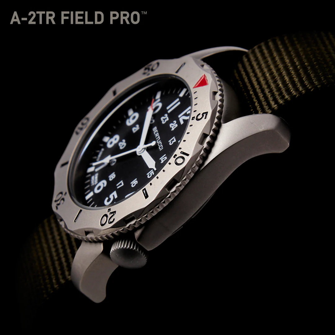 12131 A-2TR Field Pro™ Black Dial, Vintage Drab Italian Rubber NATO band - Image 6