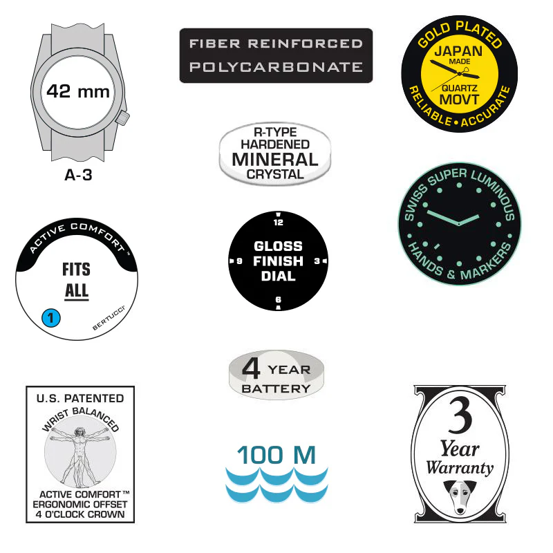 #13394 A-3P Optic White™ Black - Optic White dial, Black w/ Optic White Pro-Stripe™ nylon band - Image 5