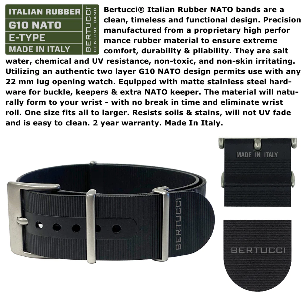 #13803 A-3PS Solar Field Italia - Black w/ Black G10 NATO Italian Rubber Band - Image 7