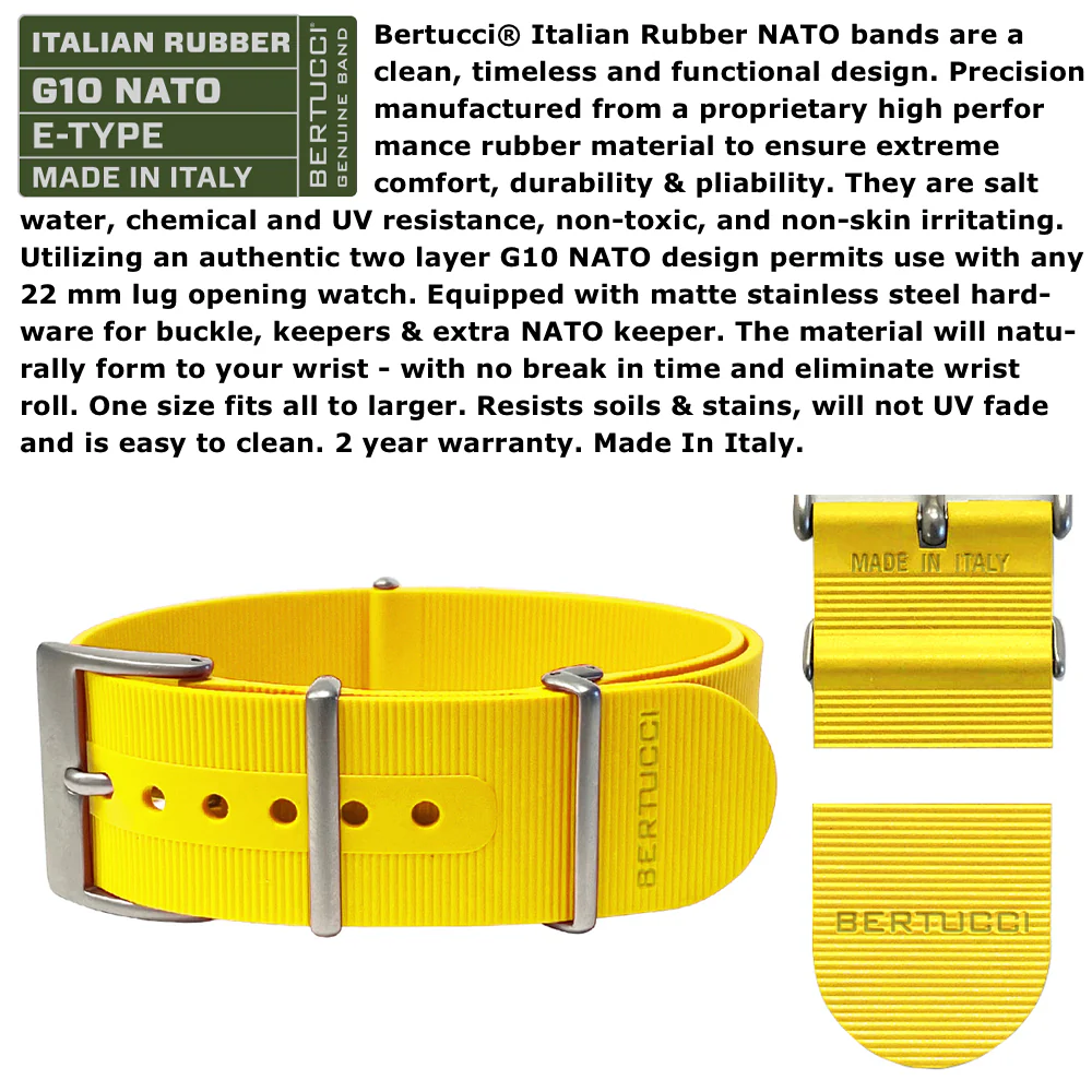 #13806 A-3PS Solar Field Italia - Black w/ Pro-Yellow G10 NATO Italian Rubber Band - Image 4