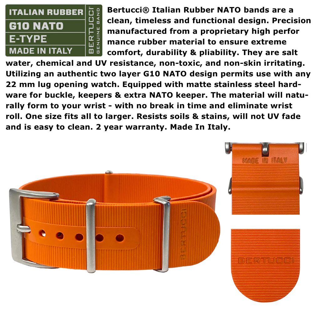 #13807 A-3PS Solar Field Italia - Black w/ Base Camp Orange With G10 NATO Italian Rubber Band - Image 5