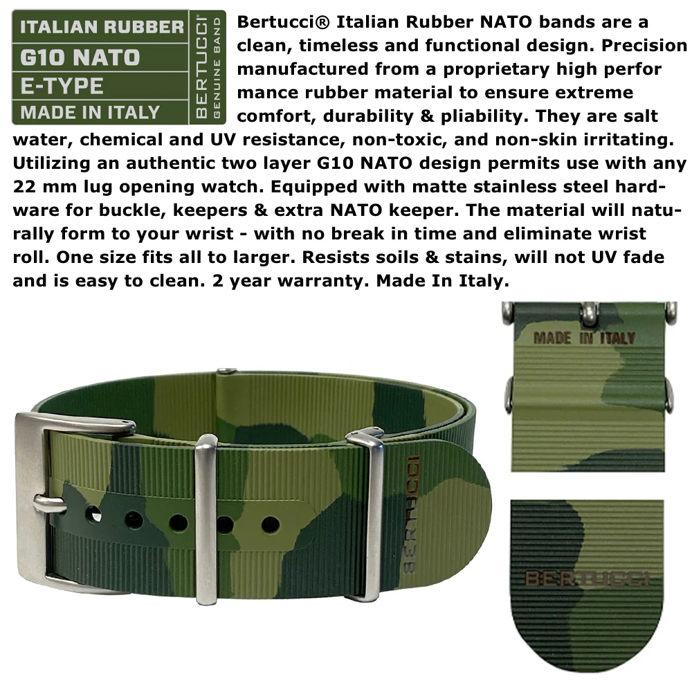 #16513 A-6A Experior Italia™ - Marine Green, Commando Camo Olive Italian Rubber NATO band - Image 5