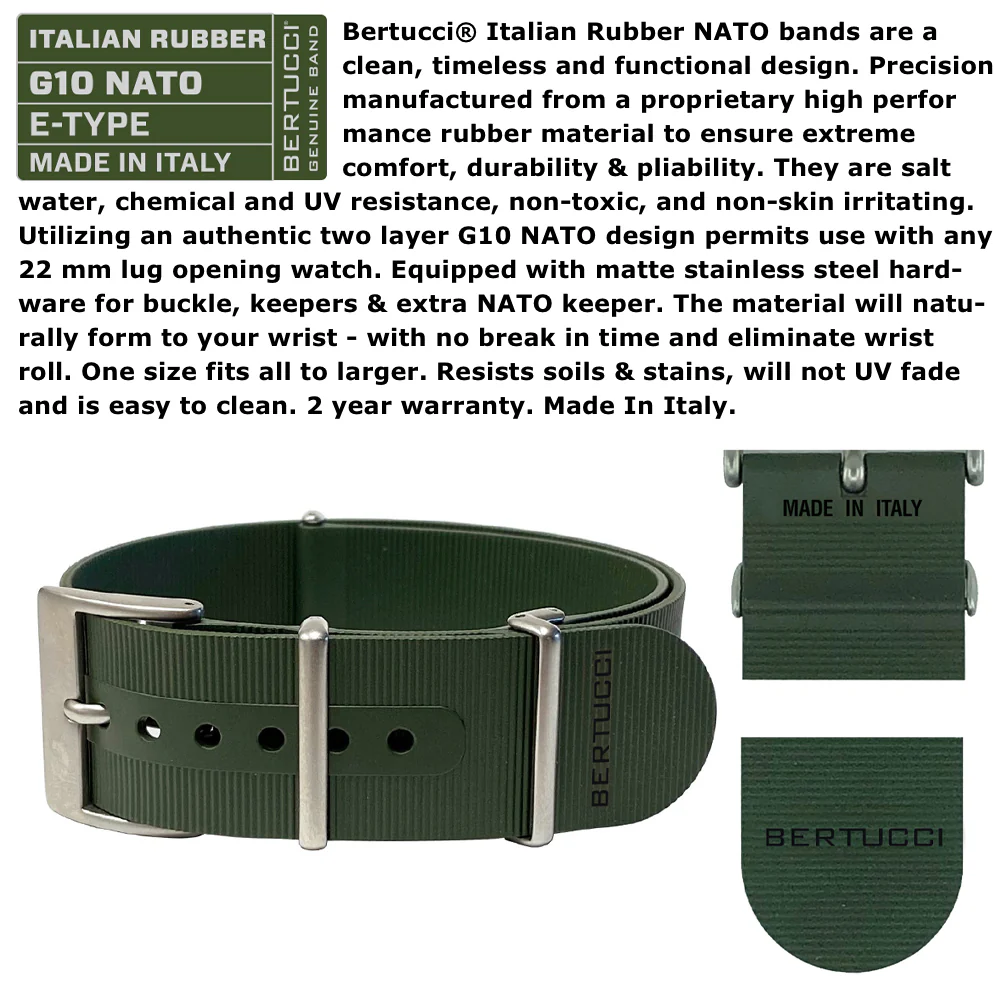 #17024 D-3T NATO EPIC - Black Dial w/ Nurra Verde Italian Rubber NATO Band - Image 5