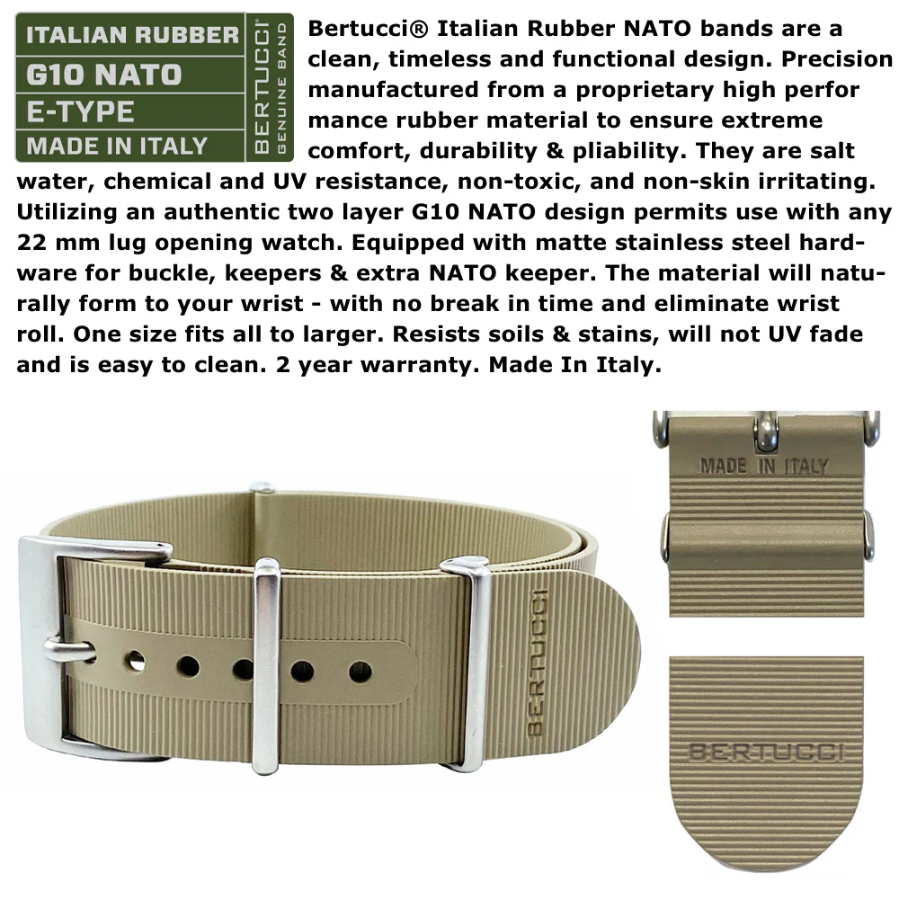 #17025 D-3T NATO EPIC - Black Dial w/ Bertucci Khaki Italian Rubber NATO Band - Image 5
