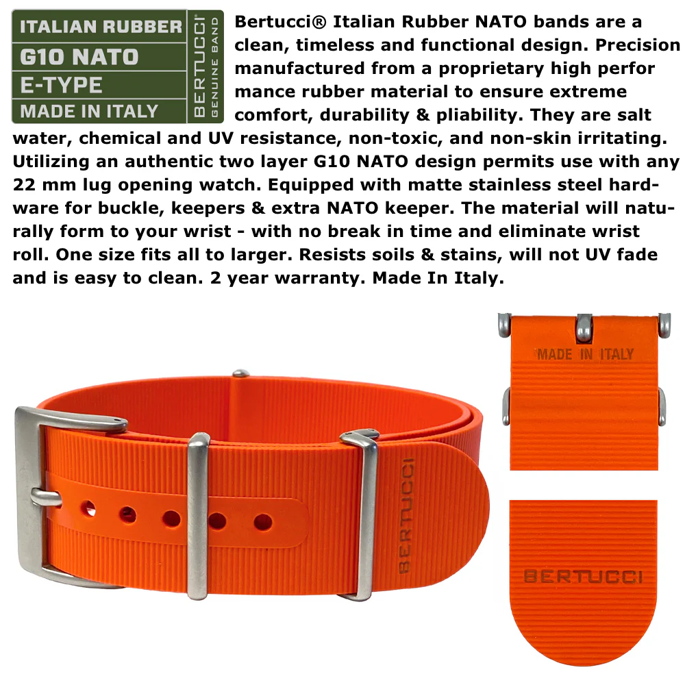 #17028 D-3T NATO EPIC - Black Dial w/ Expeditionary Orange Italian Rubber NATO Band - Image 5