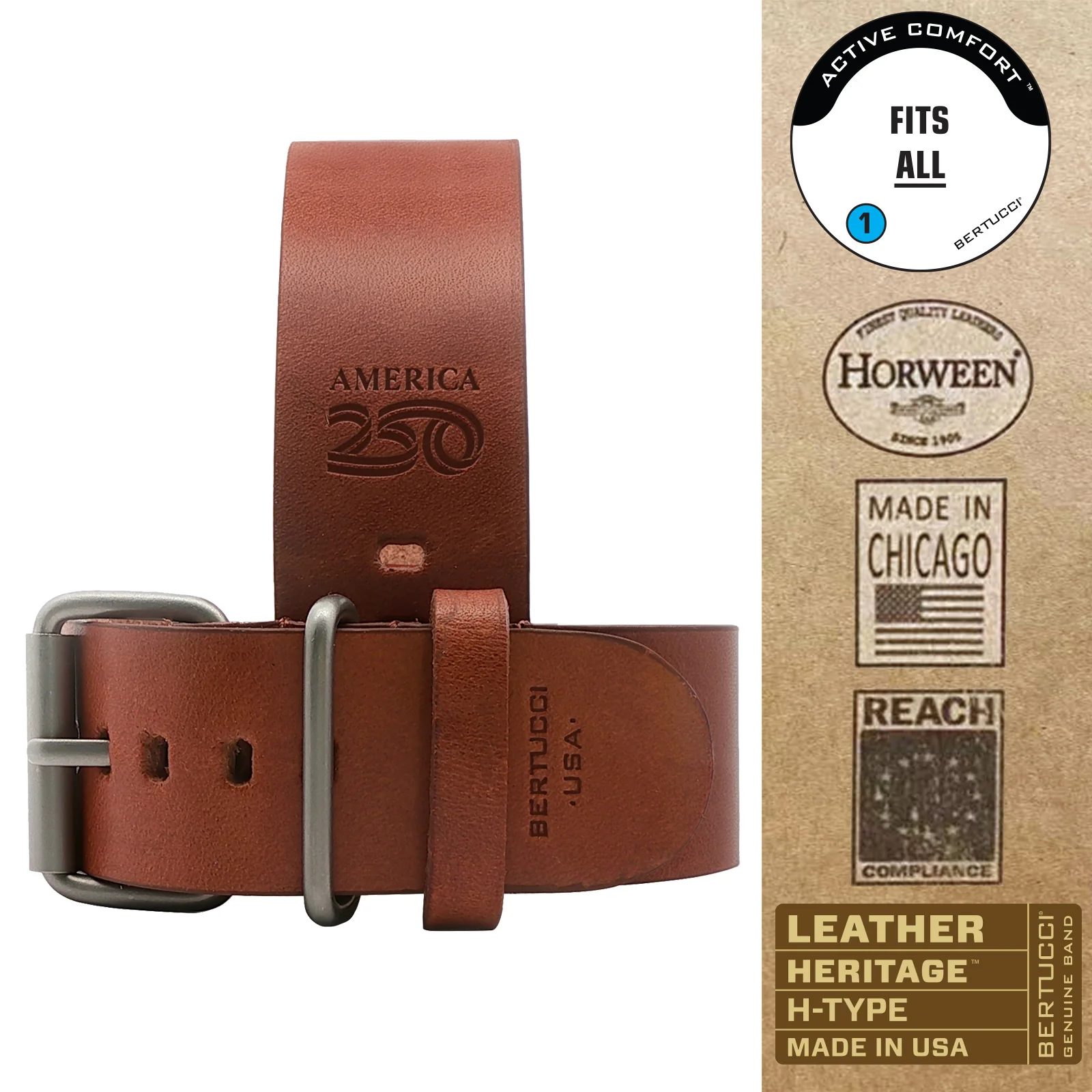 #190HA - America 250 - Scotch Veg. Tanned Horween® w/ matte hardware, 1" - 26 mm size for A-4 & A-5 Cases - Image 3