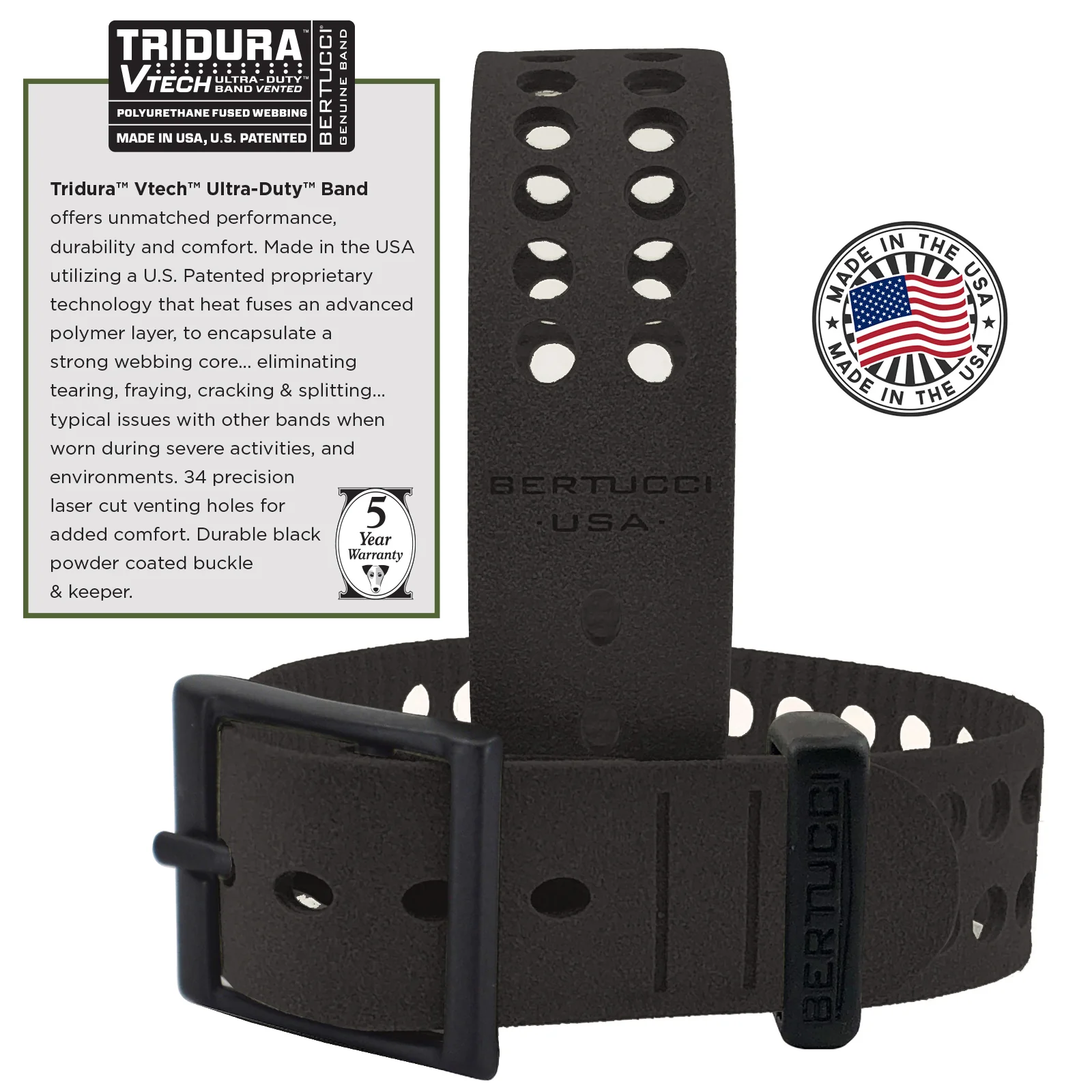 #22036 A-2SEL Super Illuminated Ghost Gray electroluminescent dial- #31V Black Vtech Tridura™ band + #300 Black Pro-Guard - Military Ultra-Duty™ - Image 4