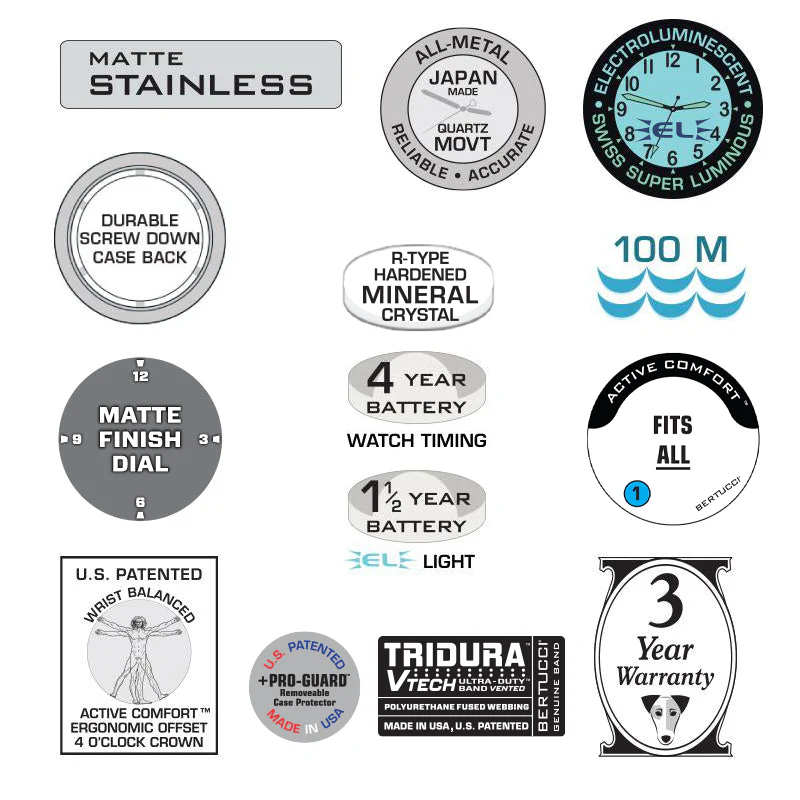 #22036 A-2SEL Super Illuminated Ghost Gray electroluminescent dial- #31V Black Vtech Tridura™ band + #300 Black Pro-Guard - Military Ultra-Duty™ - Image 6