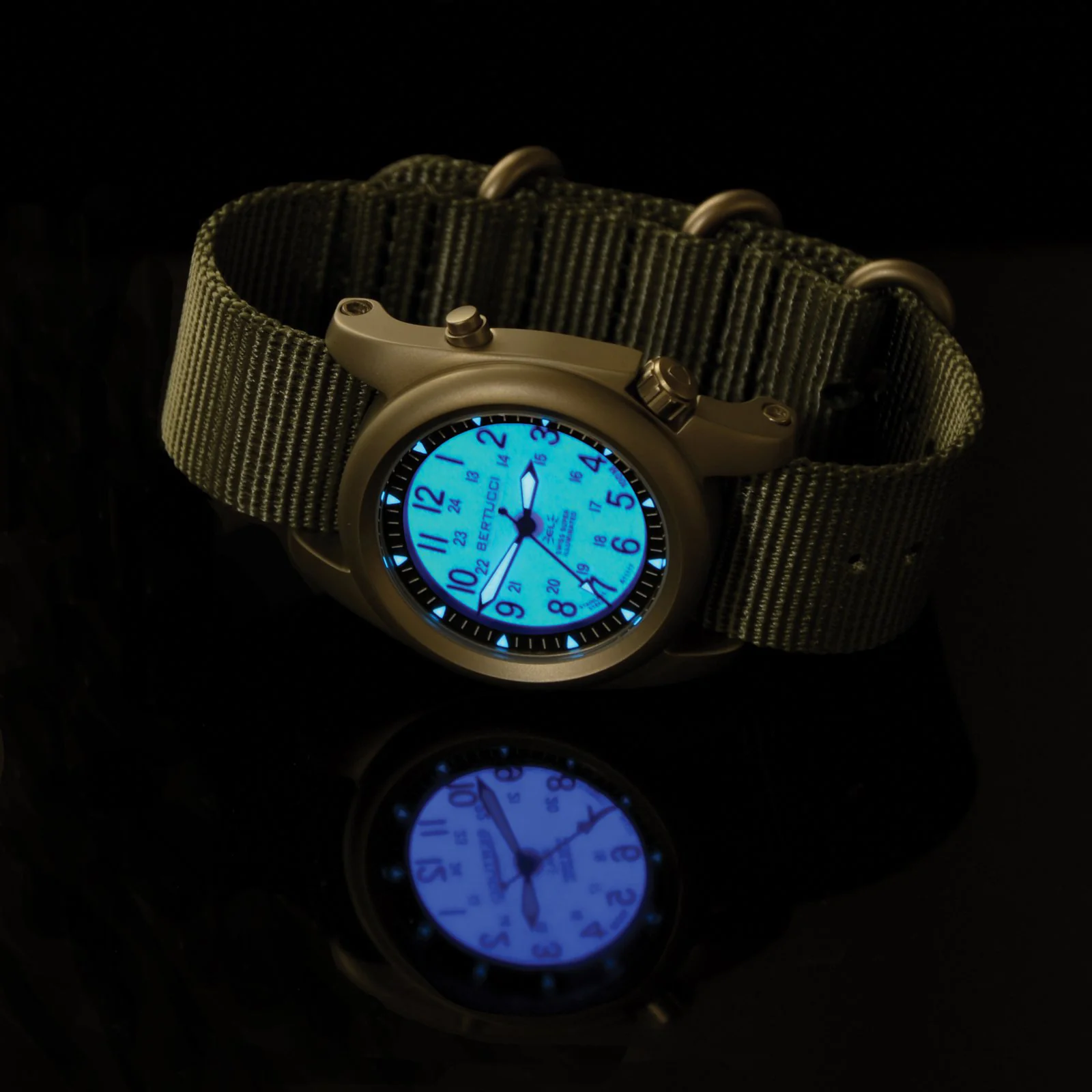#22031 A-2SEL Super Illuminated Ghost Gray EL - Nurra Verde Italian Rubber NATO Band - Image 8